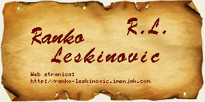 Ranko Leškinović vizit kartica